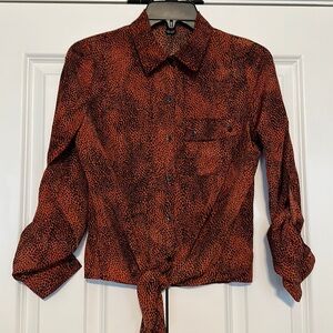Small Love Culture button down, tie at waist shirt. Small